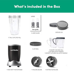 Nutribullet Pro 900W Slate, 12 Pcs Set, USA #1 Mixer/Grinder/Smoothie Maker, "The Original Nutribullet", Best Blender, Food Processor, 3 Unbreakable Jars, 2 Blade Sets(Wet & Dry), 900W, 2 Yrs Warranty