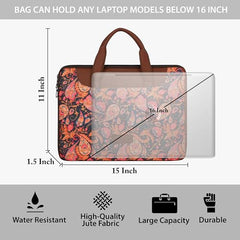 Tabelito Laptop Sleeve Bag 13" to 15.6 inch for Women Jute and Vegan Leather Office Everyday Handbags