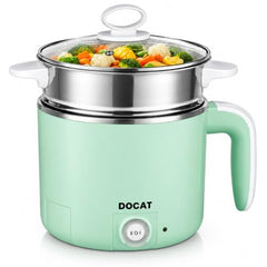 DOCAT Multipurpose Cook Kettle with Steamer, 1.2L Steel Pot (650W) | Stainless Steel Inner Pot, Adjustable Power Electric Cooker for Cooking, Boiling, Tea, Coffee, Noodles & Eggs