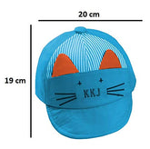 SYGA 1 Piece Large Cartoon Striped Ear Design Head Design Baby Cotton Sleep Cap_Blue_Size:19 * 20 cm_Suitable for 6 to 24 Months Baby
