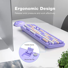 MOFII Wireless Keyboard and Mouse Combo, Full Size, 2.4GHz, Windows, Purple