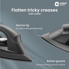 Orient Electric DIFP10BP Fabric Press Dry Iron (Black and Blue)