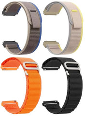 AMiRiTE G/Hook & Loop Bands / Straps - 22MM Nylon Alpine - Compatible with Noise, Huawei, Honor & OnePlus Smart Watches (GREEN, BLACK, BLUE, COMBO OF 4)