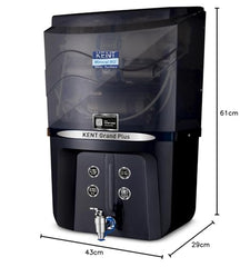 KENT Grand Plus Alkaline + Copper RO Water Purifier | RO+UV+UF+Alkaline+Copper+TDS Control+UV in Tank|ISI Marked| Auto Flush Feature|9L Tank|20 LP/Hr |Ideal For Borewell/Tanker/Municipal Water | White