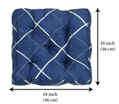 Kuber Industries Geometric Seamless Pattern Microfiber Square Chair Pad Seat Cushion for Rocking Chair, Office Chair, Dinning Chair | Size 45 x 45 x 7 CM | Pack of 2 | Blue