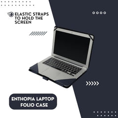 ENTHOPIA 13 to 14 Inches Folio Laptop Case Cover Vegan Leather Compatible for MacBook, Lenovo, Hp, Dell &Other Notebooks - Plain Cork