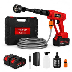 STARQ Turbowash Cordless Portable 48V Pressure Washer Gun, Double Battery, 18000mAh, High Pressure Water Gun for Car & Bike Wash, 6-in-1 Adjustable Nozzle, 5M Hose with Charger