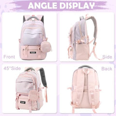 TS WITH TECHSUN College Laptop Backpack for Women & Teens with Zipper Pouch | School Bag for Girls 13-14 Years | 18 Inch Book Backpack | Travel School Bag, Tuition, Coaching (CAPYBARA - BROWN)