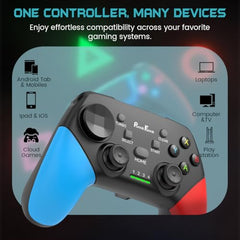 PunnkFunnk Gaming Controller Lite Wireless Bluetooth Gamepad for Android, iOS, PC & Smart TV with Turbo Function, Ergonomic Grip, Rechargeable Battery (X1 Pro Wired)