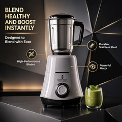 HydroGrind Powerful 750 W Juicer Mixer Grinder For Kitchen 3 Jars (3 Stainless Steel) Mixie For Mixing, Grinding, Juicing 4 Years Warranty (Grey & Black)