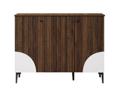 DeckUp Stella Engineered Wood Sideboard/Buffet Counter/Storage Unit (Walnut & White, Matte Finish)