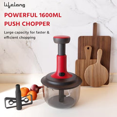 Lifelong Push Chopper 650ml | Compact and Efficient Vegetable, Onion, and Garlic Chopper, Essential Manual Kitchen Cutter for Quick and Easy Food Preparation, Ideal for Small Kitchens and Meal Prep
