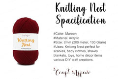 Craft Affair | Knitting Nest Acrylic Yarn (200 Meter, 100 Grams, 2mm) / Woolen Yarn/Acrylic Yarn for Knitting and Crocheting-Olive