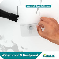 JIALTO Adhesive Hooks, Heavy Duty 5 kg Wall Hooks, Nail-Free Reusable Stainless Steel Sticky Hangers for Multipurpose Kitchen, Bathroom & Home (10 Pcs)