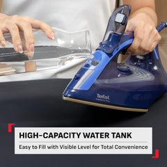 Tefal Maestro Plus Steam Iron | No.1 Ironing Brand in Europe | 2200W | XL Ceramic Soleplate | Anti-Calc | 120g/min Boost | 35g/min Continuous Steam | Blue | 2-Year Warranty
