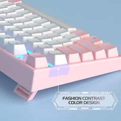 MageGee 75% Mechanical Gaming Keyboard with Brown Switch, LED White Backlit Keyboard, 87 Keys Compact TKL Wired Computer Keyboard for Windows Laptop PC Gamer - Retro Grey/White