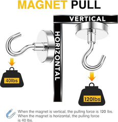 DIYMAG Magnetic Hooks 15pcs 30lbs Cruise Essentials 2026 Magnet Hook | Neodymium Heavy Duty Strong Magnets Hanging Ship Cabins Refrigerator Fridge Classroom Beach Vacation Kitchen Grills Home Tool