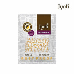 JYOTI Dress Hook (50 Hooks of 3 Wire Size 2 of Brass Material in Nickel Free Finish in a Pouch), Hooks for Ladies Blouses, Dresses, Chudidars, Children Dresses, Frocks, and Gowns - Pack of 5 Pouches