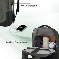 Safari Nex 26L Laptop Backpack Bag for Men and Women, Ideal for Office Use/School/College, 2 Compartment, Rain Cover, Antitheft Pocket, USB Port, Trolley Sleeve & Organizer, Olive