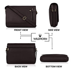 WildHorn Genuine Leather Laptop Messenger Bag for Men | Stylish Office Bag with a Padded Laptop Compartment & Adjustable Strap | Designed to Fit Laptops up to 14 Inches | Backed by a 1-Year Warranty