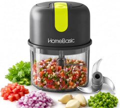 HOMEBASIC Electric Chopper for Kitchen 250ml, Cordless Mini Food Processor, 30W Motor, 3 Stainless Steel Blades, USB-C Rechargeable, BPA-Free Bowl for Garlic, Onion, Ginger & Nuts (HB-C200)