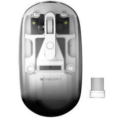 Zebronics Sheer Pro Wireless Mouse, Translucent Design, Up to 1600 DPI, Dual Mode 2.4GHz + BT, 4 Buttons, Type-C Rechargeable, Silent Clicks, USB Nano Receiver, Ergonomic Design (Blue)