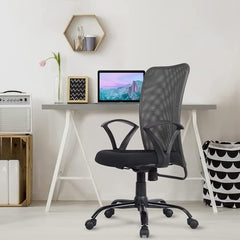 Green Soul Seoul X Office Chair, Mid Back Fabric Ergonomic Home Office Desk Chair with Comfortable & Spacious Seat, Rocking-tilt Mechanism & Heavy Duty Metal Base (Black)