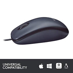 Logitech B100 Wired USB Mouse, 3 yr Warranty, 800 DPI Optical Tracking, Ambidextrous PC/Mac/Laptop - Black