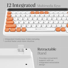 Zebronics Keypad X3 Wireless Keyboard, 102 Keys, 12 Multimedia Keys, 2.4GHz + BT, UV Coated Keycaps, Mobile & Tablet Holder, ₹ Rupee Key, Retractable Stand, USB Nano Receiver (Midnight Black)