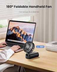 Gaiatop Powerful Hand Fan, Portable Personal Fan Handheld Fan, 3 Speed Foldable Desk Fan with Digital Display, 2000mAh USB Rechargeable Fan for Indoor Outdoor