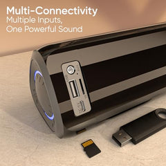 iGear Immerse+ 30W Bluetooth Soundbar Speaker | Heavy Bass, TWS Function, 4 Hrs+ Playback | BT v5.3, FM, Micro SD, USB & AUX | Mini Bluetooth Speaker, Sound bar for TV, Phone/Laptop/Projectors (Black)