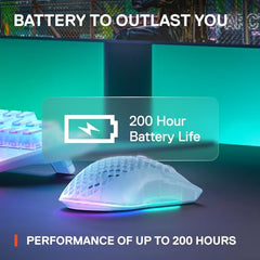 SteelSeries Aerox 3 Wireless Gen 2 - Ultralight 68g Gaming Mouse, 4K Polling, 26K DPI Optical Sensor, 200 Hours Battery Life, IP54, 80 Million Clicks, RGB, Pure PTFE Gliding Feet, Shadow