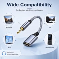 Verilux® USB C to 3.5mm Adapter Type C to Aux Audio Converter