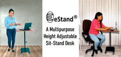 eStand Height Adjustable Laptop Table to be Used in Sitting & Standing Posture (Black HAT (29" - 45"))