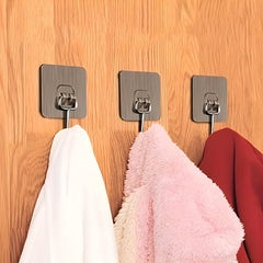 JIALTO Adhesive Hooks, Heavy Duty 5 kg Wall Hooks, Nail-Free Reusable Stainless Steel Sticky Hangers for Multipurpose Kitchen, Bathroom & Home (10 Pcs)
