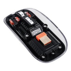 Arctic Fox Clearview Transparent Wireless and Bluetooth Rechargeable Mouse, USB Receiver,LED Battery Magic Silm for Office/PC/Mac/Laptop/Apple/ipad(Black)