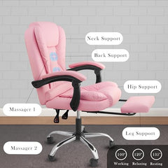 Casa Haus Italia Premium Leatherette Office Chair for Work | Boss Chair, Ergonomic Executive, Luxurious Cushioned Arms & Seat, 2 Point Back Massager, Heavy Duty Metal Base (Burgundy)