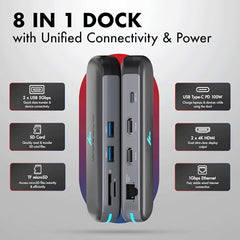 Type C 14 in 1 Wozoyo Docking Station, PD 100W, 2X4K@60Hz HDMI,4K DisplayPort, 2XType-C 10Gbps, USB 10Gbps, Gigabit Ethernet, AUX Port,Universally Compatible Thunderbolt 4,macOS,Windows,Android & iOS