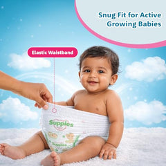 Amazon Brand - Supples Premium Baby Diaper Pants | 108 Baby Diapers | XL | 12-17 Kg | 12 Hrs Absorption | Cushiony Cotton Soft Fabric | Phthalates-Free | Triple Leak Guard | 54 Count, Pack of 2