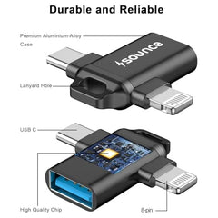 Sounce 2-in-1 8 Pin to 3.5mm Audio & Charging Splitter – Dual Port Adapter Cable for Music, Power, Headsets, Speakers & More – White