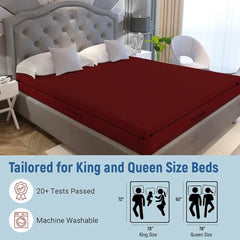La Verne 100% Waterproof Premium Cotton Feel Mattress Protector Queen Size 78 x 60 Inches | Breathable and Hypoallergenic Ultra Soft Fitted Bed Protector Cover