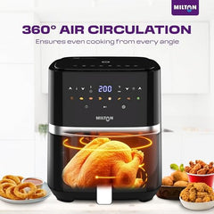Milton Rapid Digital Air Fryer 4.2L|1450W|360° High Speed Air Circulation|Up to 90% Less Oil Usage|8 Preset Menus|Touch Control Panel & Digital Display|Auto Shut-Off|1 Year Warranty (Black)