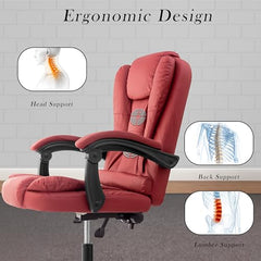 Casa Haus Italia Premium Leatherette Office Chair for Work | Boss Chair, Ergonomic Executive, Luxurious Cushioned Arms & Seat, 2 Point Back Massager, Heavy Duty Metal Base (Burgundy)