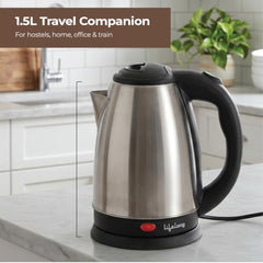 Lifelong ISI Certified Electric Kettle 1.5L with Stainless Steel Body,1500 W Easy and Fast Boiling of Water for Instant Noodles, Soup, Tea etc. (1 Year Manufacturer's Warranty, Silver, LLEK23)