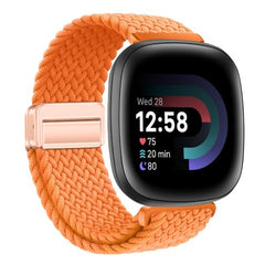 KEYSJEFF Nylon Watch Strap Compatible with Fitbit Versa 3/Versa 4/Fitbit Sense/Sense 2 Braided Elastics Sport Watch Band Adjustable Magnetic Buckle Straps Women Men (Not Include Watch) (Cowboy Colorful)