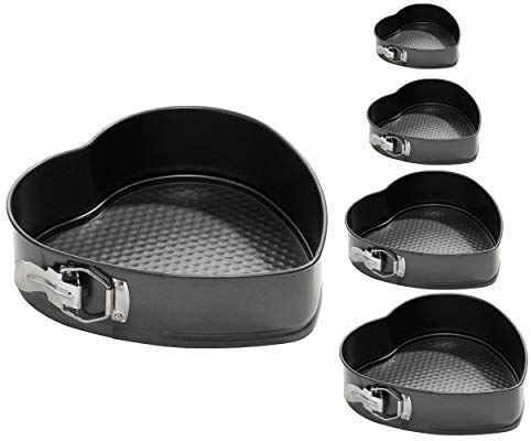 SYGA Teflon Coated Carbon Steel Spring Form Heart Shape Cake Moulds for Baking Non-Stick Cake Tins/Pan/Trays for Oven, and Cooker with Removable Base Size 19/21/23/25/28 cm