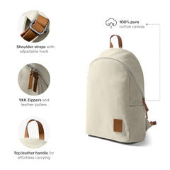 DailyObjects Pedal Everyday Casual Laptop Backpack (16L) Fits Upto 14 Inch Laptop, Unisex Travel Backpack Durable Canvas Material, Zippered Compartments With Pockets (Beige)