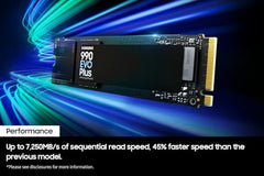 Samsung 990 EVO Plus SSD 1TB, PCIe Gen 4x4, Gen 5x2 M.2 2280, Speeds Up-to 7,150 MB/s, Upgrade Storage for PC/Laptops, HMB Technology and Intelligent Turbowrite 2.0, MZ-V9S1T0BW