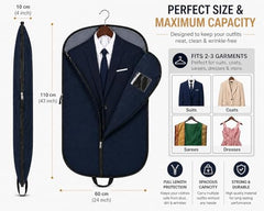 RAAHII 2 piece suit cover, Blazer cover, coat covers with zip for wardrobe storage of suit, jacket, garments, sweaters, saree, pant organizer (hanger not included)