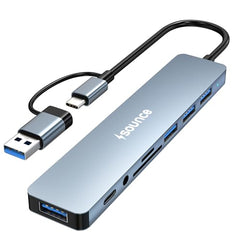 Sounce 4-Port USB 3.0 Hub for PC – High-Speed Aluminum USB Hub Compatible with PC, MacBook, Mac Pro, Mac mini, iMac, Surface Pro, and XPS. 4-Port High Speed USB Hub with Aluminium Shell